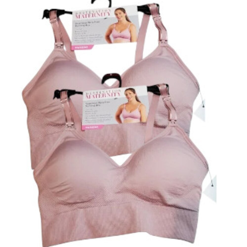 NEW SZ S  2 PK Destination Maternity Women's Nursing Bralettes in Wood Rose Pink